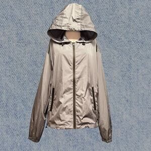 Calvin Klein Women’s Metallic Hooded Windbreaker Jacket - Size XXL
